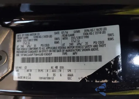 2017 Ford Escape S from USA, damaged, VIN 1FMCU0F79HUB15007